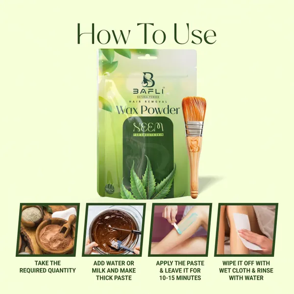 Bafli_Hair_removal_herbal_wax_powder_for_body_and_bikini_and_face_|NEEM_Powder_(100_g)
