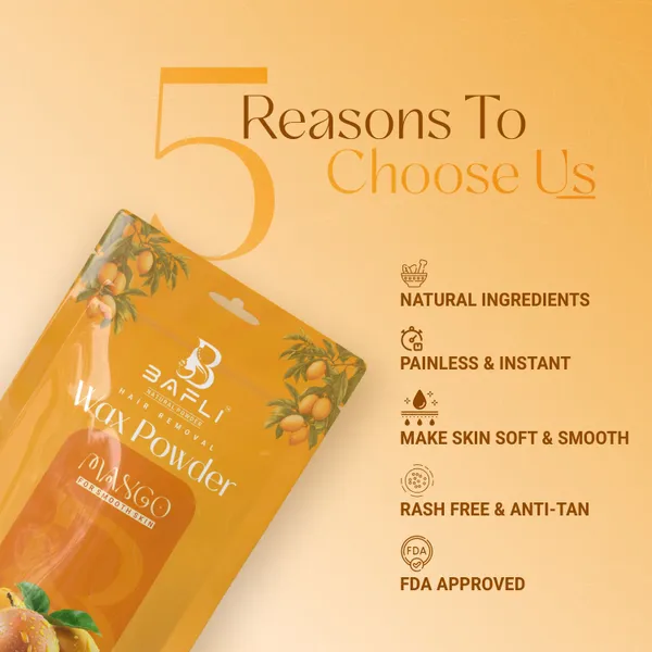 Bafli_Hair_removal_herbal_wax_powder_for_body_and_bikini_and_face_|MANGO_Powder_(100_g)