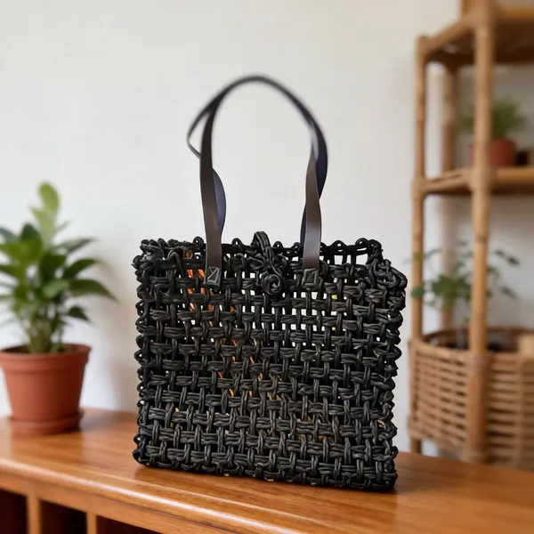 Mesh_Bag-_Black(Leather_Handles)