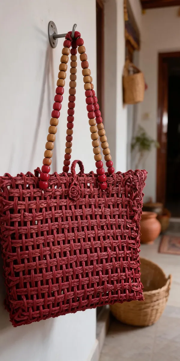 Mesh_Bag-_Red_(Wooden_Beads_Handles)