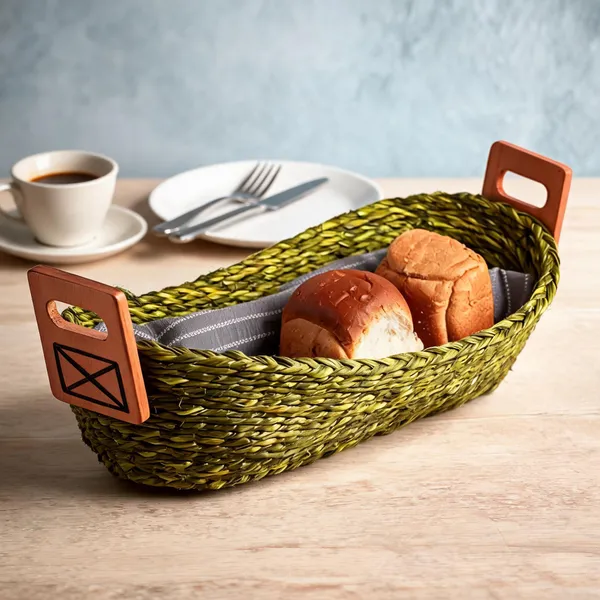 Bread_Basket-_Green(Wooden_Handles)