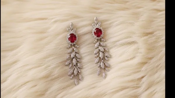 Red_Silver-Tone_Leaf_Drop_Earrings_for_Women