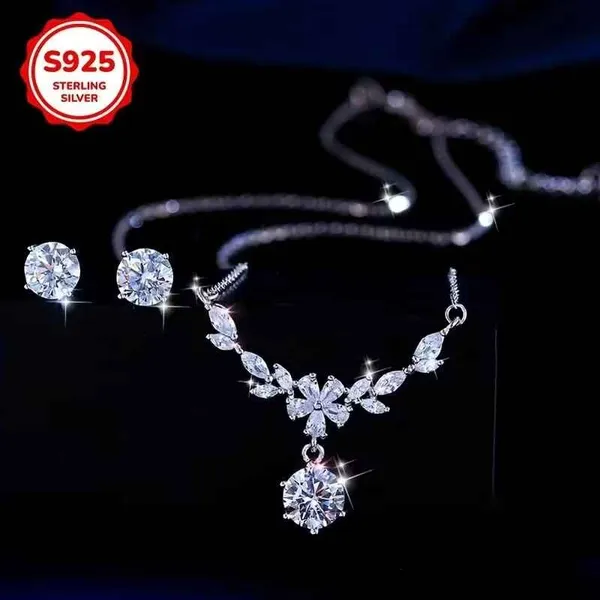 Silver_Brass_Necklace_&_Earrings_Set_For_Women
