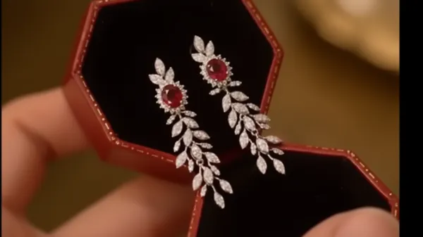 Red_Silver-Tone_Leaf_Drop_Earrings_for_Women