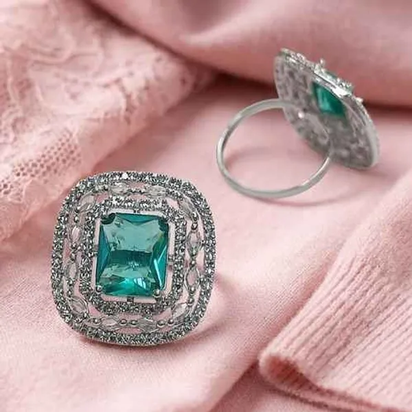 Silver_And_Teal_Brass_Cocktail_Ring_For_Women