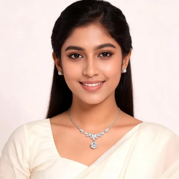 Silver_Brass_Necklace_&_Earrings_Set_For_Women