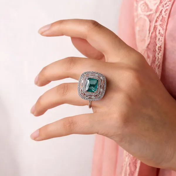 Silver_And_Teal_Brass_Cocktail_Ring_For_Women