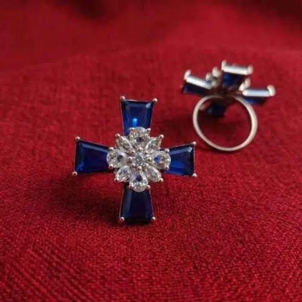 Blue_Brass_Cross_Ring_For_Women