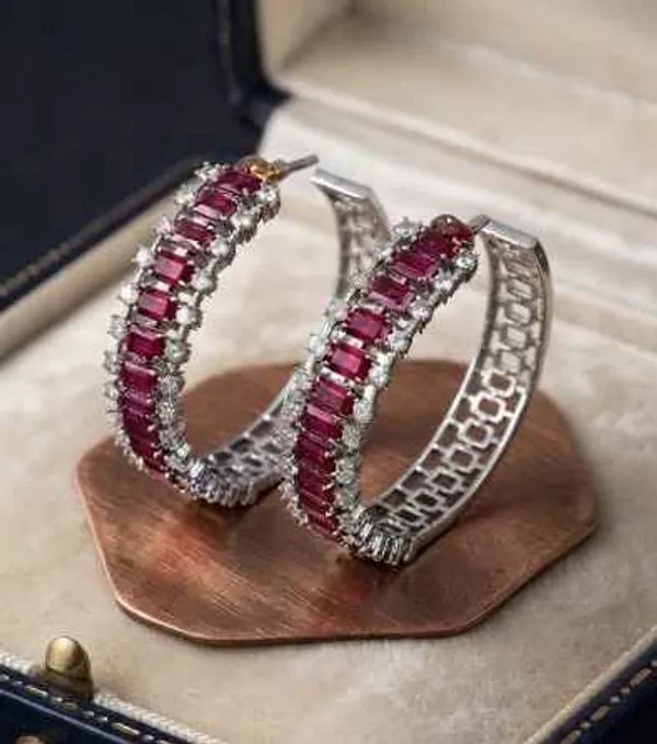 Silver_And_Red_Brass_Hoop_Earrings_For_Women
