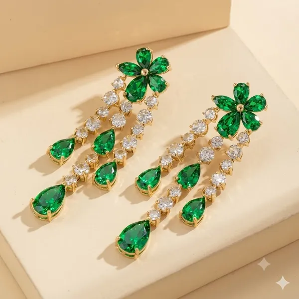 Green_Brass_Chandelier_Earrings_For_Women