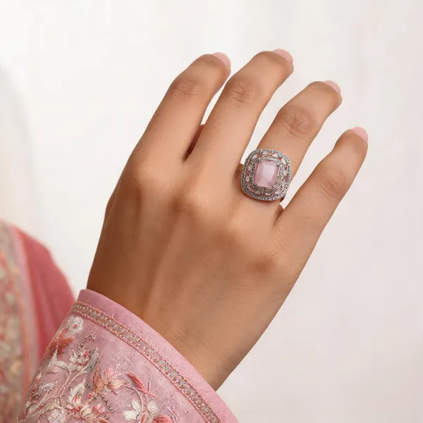 Silver_And_Pink_Brass_Statement_Ring_For_Women