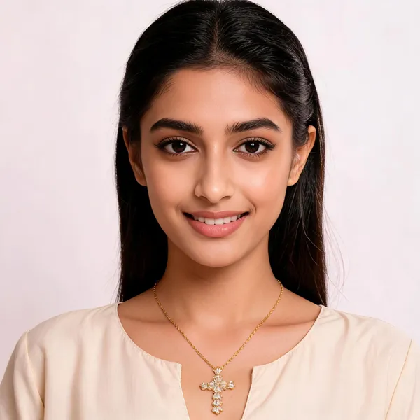 Gold_Brass_Cross_Pendant_Necklace_For_Women
