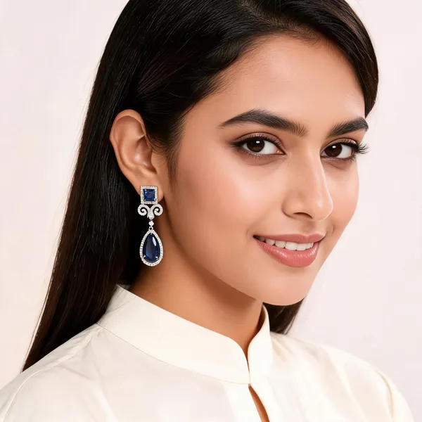 Blue_Brass_Drop_Earrings_For_Women