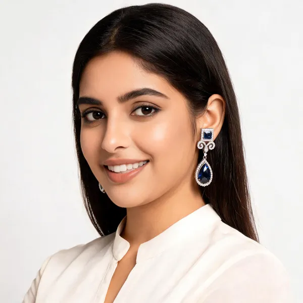 Blue_Brass_Drop_Earrings_For_Women