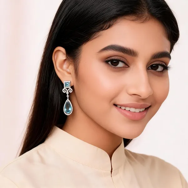 Blue_Brass_Drop_Earrings_For_Women