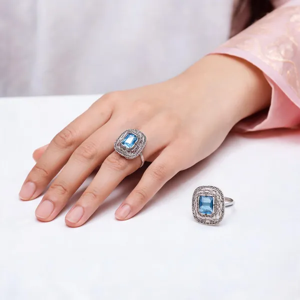 Blue_Brass_Ring_Set_For_Women