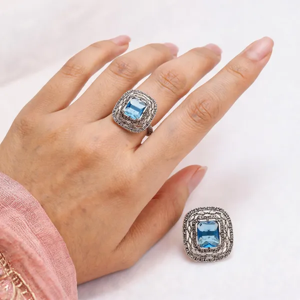 Blue_Brass_Ring_Set_For_Women