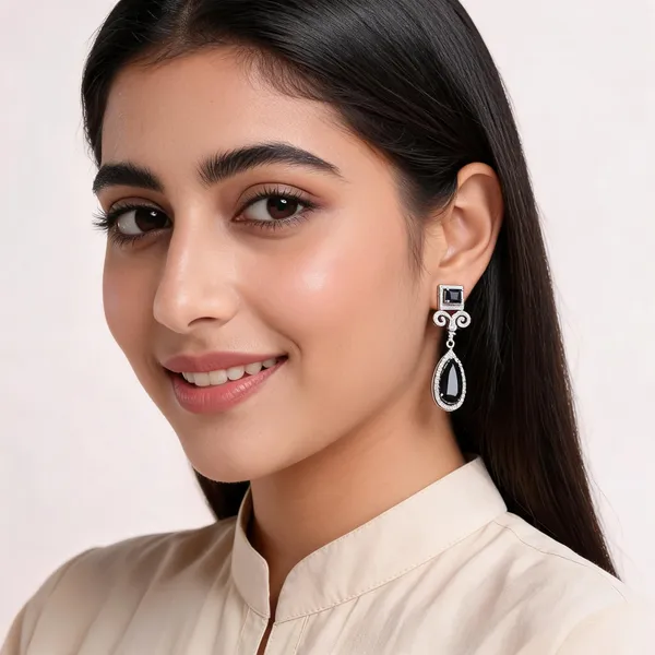 Silver_And_Black_Brass_Drop_Earrings_For_Women