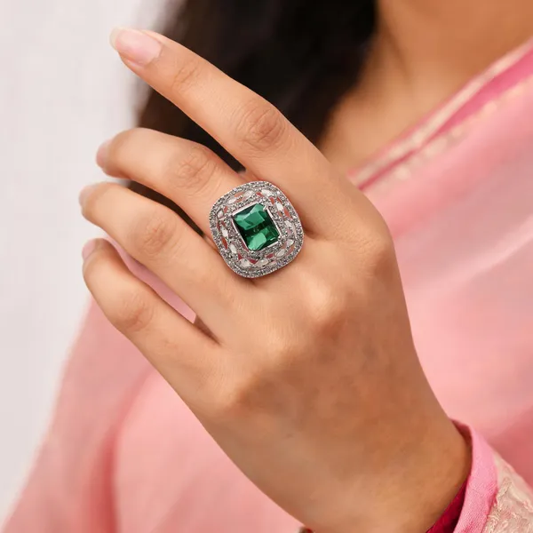 Green_Brass_Statement_Ring_For_Women