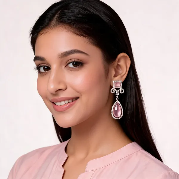 Pink_Brass_Statement_Earrings_For_Women