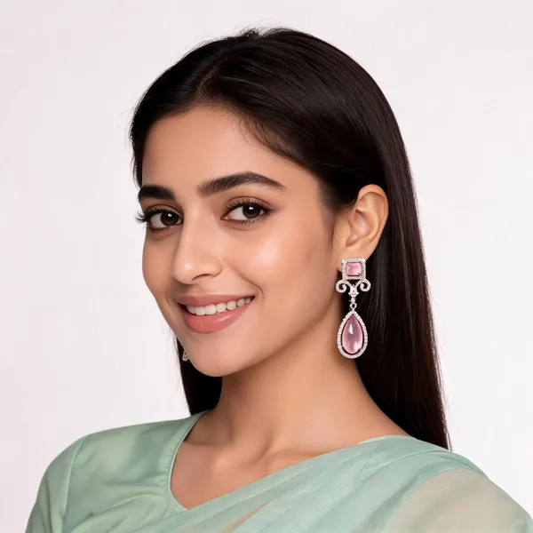 Pink_Brass_Statement_Earrings_For_Women