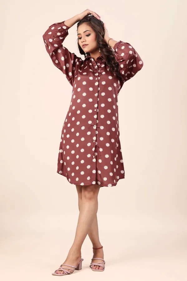 Maroon_Crepe_Floral_Print_Relaxed_Shirt_Dress_For_Women