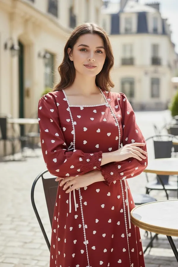 Maroon_Poly_Cotton_Heart_Print_Fit_And_Flare_Dress_For_Women