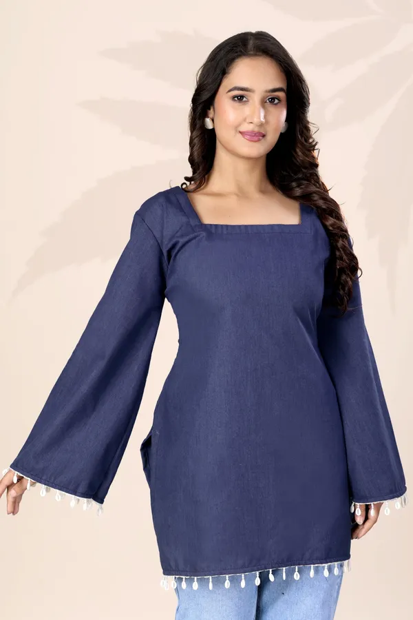 Navy_Cotton_Denim_Solid_Straight_Fit_Kurti_For_Women