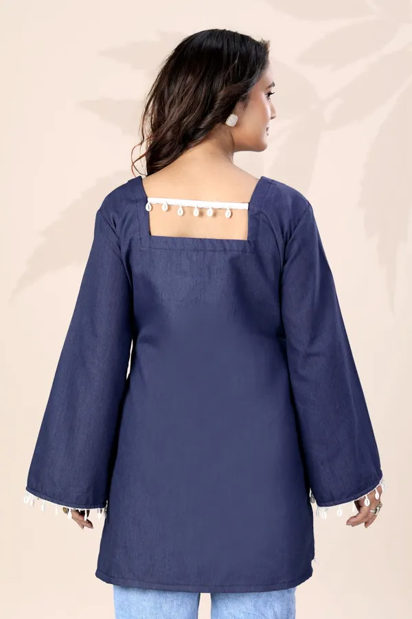 Navy_Cotton_Denim_Solid_Straight_Fit_Kurti_For_Women