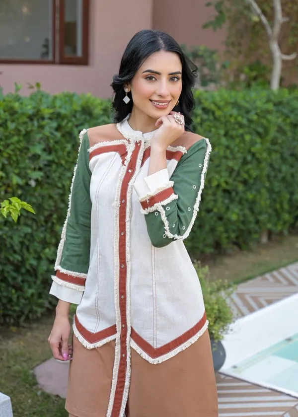 Multicolor_Khadi_Cotton_Colour_Block_Kurta_Set_For_Women