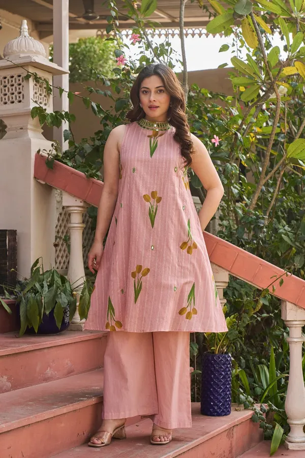 Pink_Cotton_Floral_Print_Kurta_Palazzo_Set_For_Women
