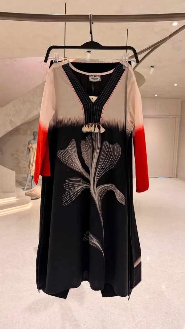 Black_Mul_Cotton_Embroidered_Flared_Kurta_Set_For_Women