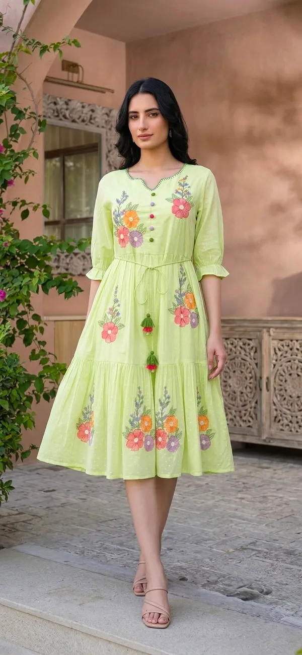 Green_Cotton_Floral_Embroidered_Fit_And_Flare_Dress_For_Women
