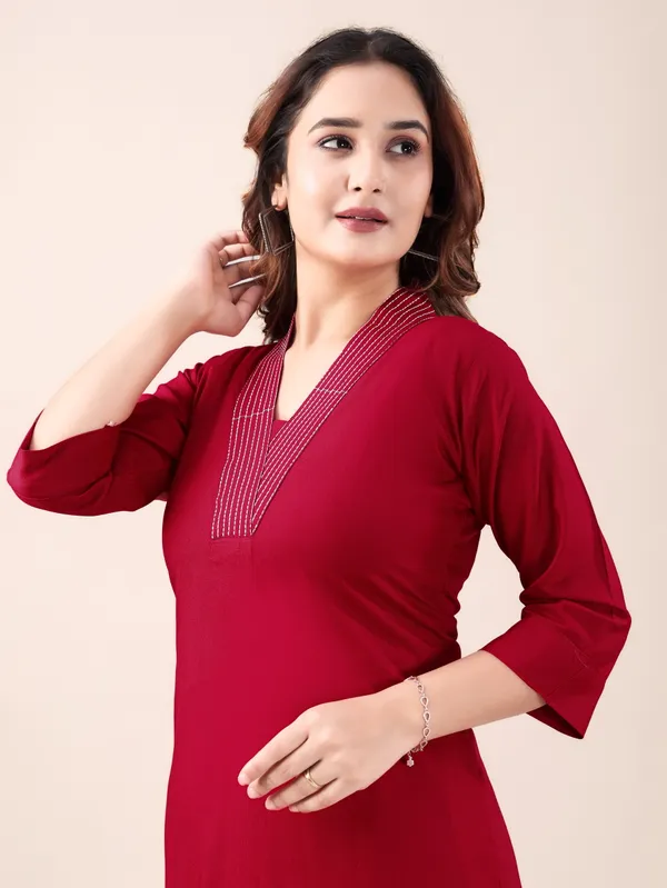 Red_Pure_Cotton_Floral_Print_Straight_Kurta_Set_For_Women