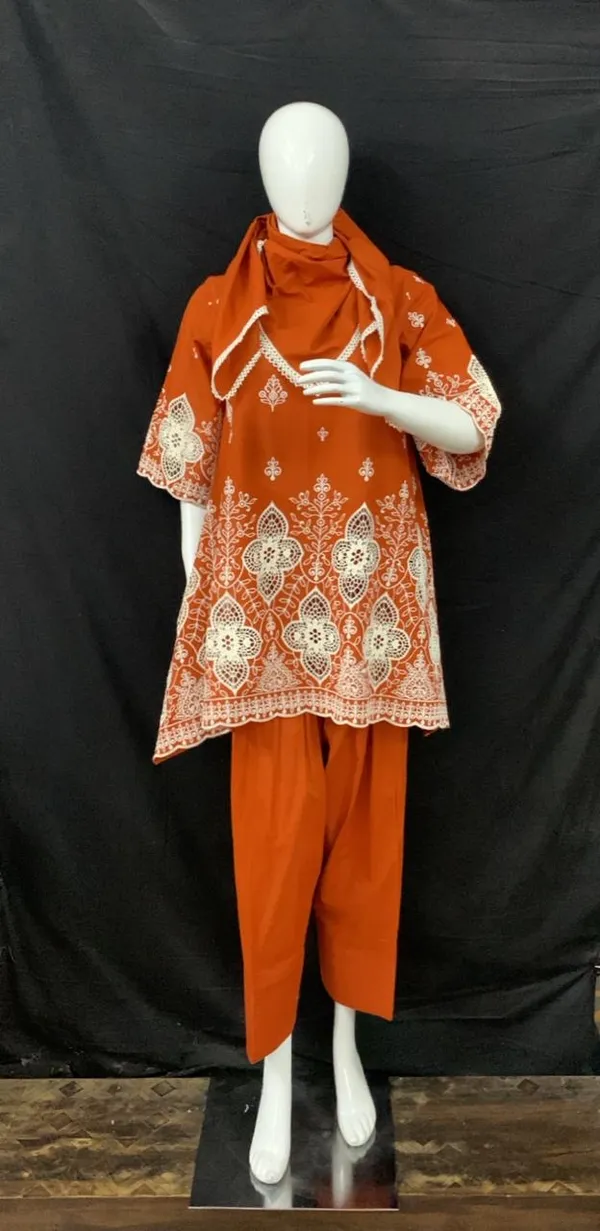 Orange_Cotton_Straight_Printed_Kurta_Set_For_Women