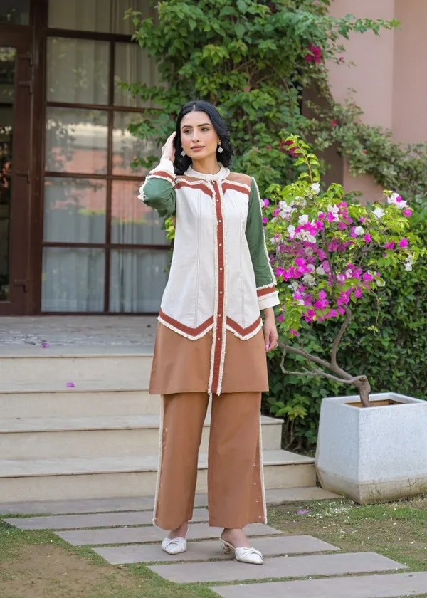 Multicolor_Khadi_Cotton_Colour_Block_Kurta_Set_For_Women