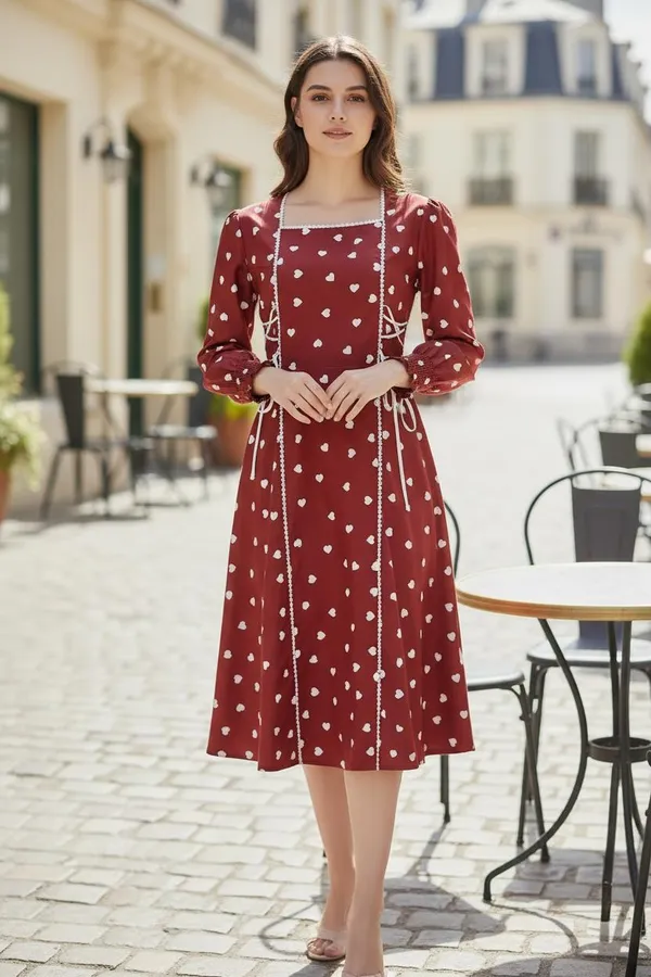 Maroon_Poly_Cotton_Heart_Print_Fit_And_Flare_Dress_For_Women