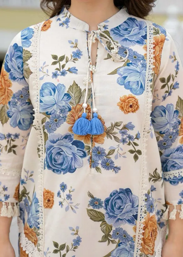 Cream_Cotton_Floral_Print_Straight_Kurta_Pant_Set_For_Women