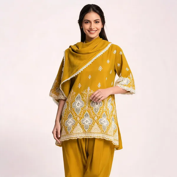 Mustard_Cotton_Schiffli_Straight_Kurta_Set_For_Women