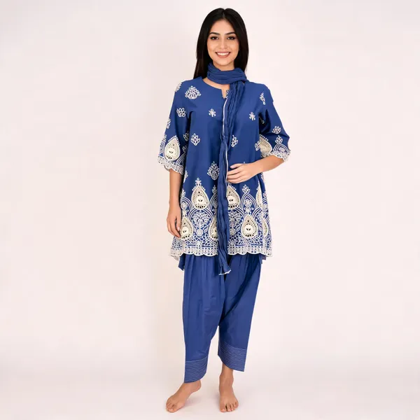 Blue_Cotton_Straight_Printed_Kurta_Set_For_Women
