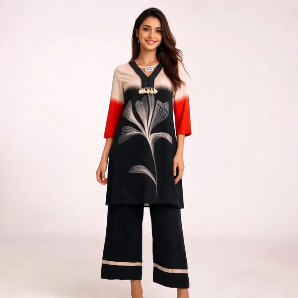 Black_Mul_Cotton_Embroidered_Flared_Kurta_Set_For_Women