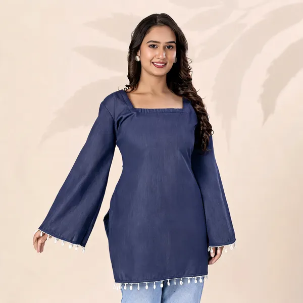 Navy_Cotton_Denim_Solid_Straight_Fit_Kurti_For_Women