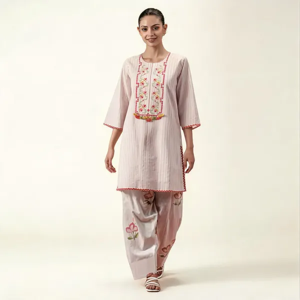 White_Pure_Cotton_Floral_Embroidered_Straight_Kurta_Set_For_Women