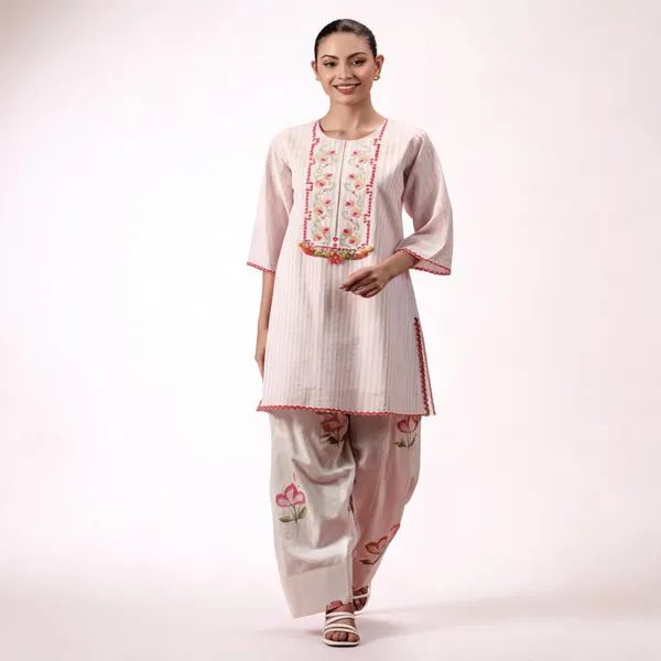 White_Pure_Cotton_Floral_Embroidered_Straight_Kurta_Set_For_Women