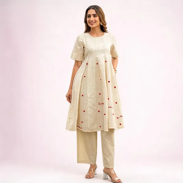 Cream_Cotton_A-Line_Printed_Kurta_Set_For_Women