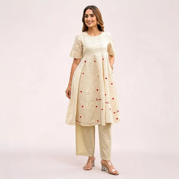 Cream_Cotton_A-Line_Printed_Kurta_Set_For_Women