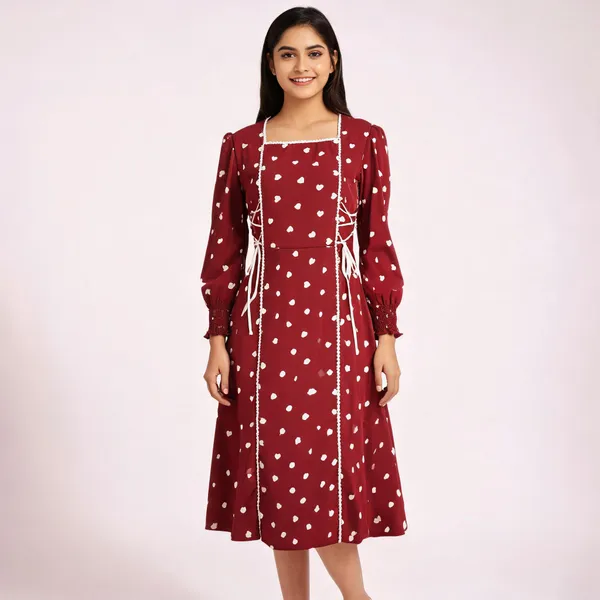 Maroon_Poly_Cotton_Heart_Print_Fit_And_Flare_Dress_For_Women