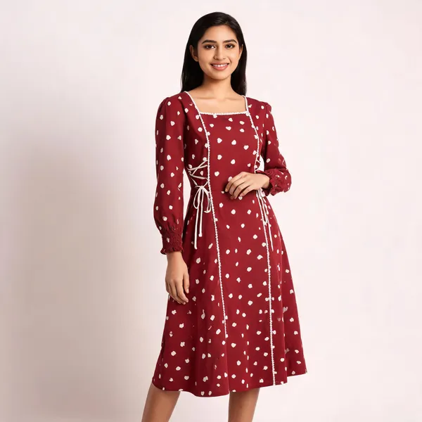 Maroon_Poly_Cotton_Heart_Print_Fit_And_Flare_Dress_For_Women