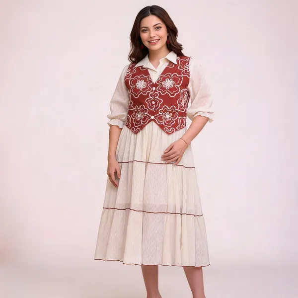 White_Cotton_Embroidered_Shirt_Dress_For_Women