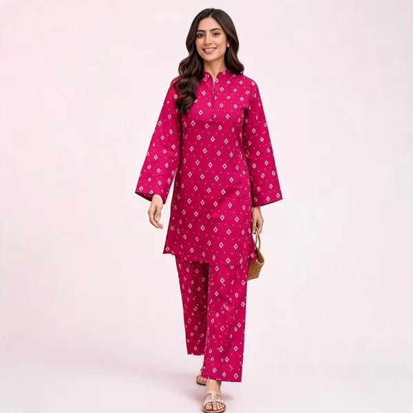 Pink_Cotton_Straight_Geometric_Print_Kurta_Set_For_Women